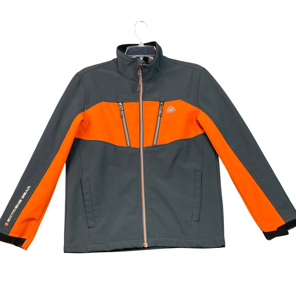 Snozu Softshell Jacket Youth L 14/16 Grey Orange Extreme Gear Full Fleece Lined